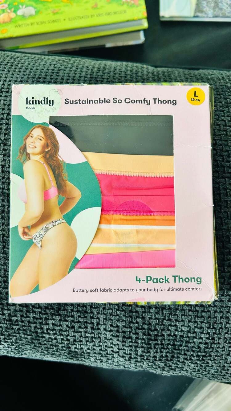 Kindly Yours Sustainable So Comfy Women's Thong 4-Pack, Size L (12-14)